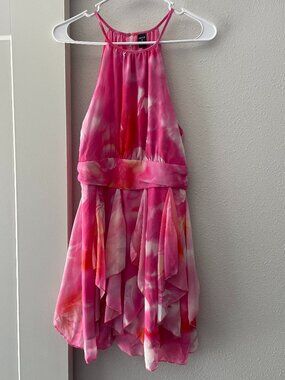 NWOT Vibrant Pink Ruffle Halter Dress